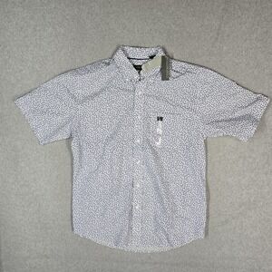 Covington Men Button Up Shirt M White Casual Shirt Floral Short Sleeve NWT